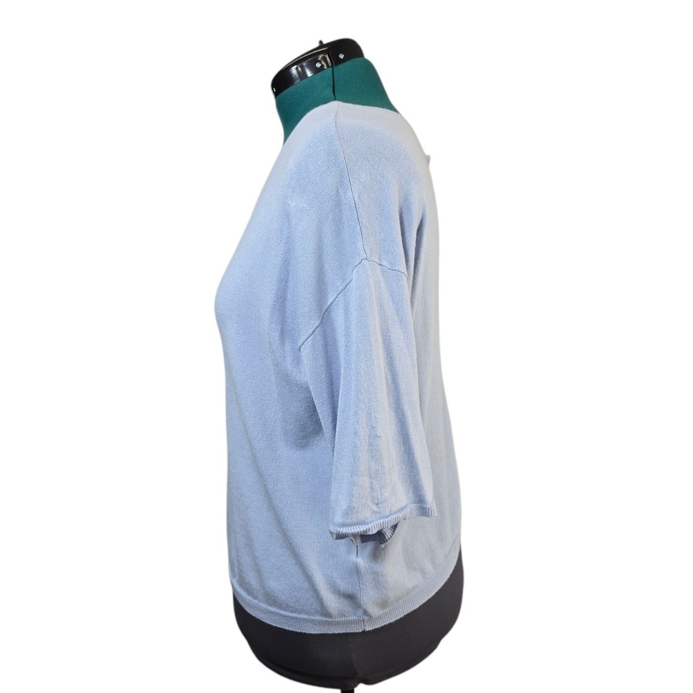 Lascana Women's Blue Short Sleeve Back Button Sweater Round Neck Size 10/12 - Picture 3 of 13